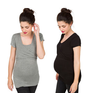 Lot de 2 tee-shirts manches courtes de grossesse et d'allaitement 