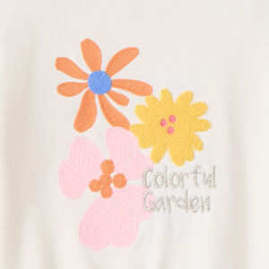 Sweat molleton oversize à fleurs brodées fille 