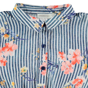 Tunique manches courtes à rayures et fleurs 