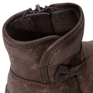 Bottines effet cuir mordoré avec zip et noeud 