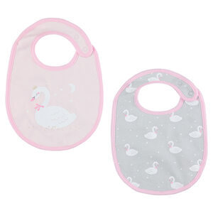 Lot de 2 bavoirs en jersey avec cygnes printés 