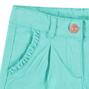 Short en coton avec biais volanté sur les poches 