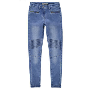 Junior - Jeans effet used avec poches zippées et jeux de plis 