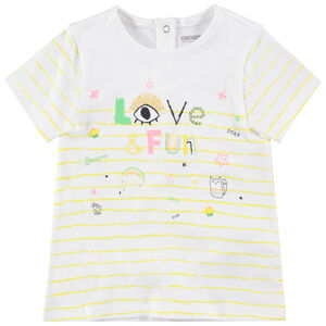 T-shirt manches courtes rayé à motifs colorés fantaisie 