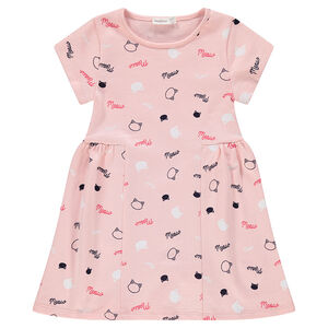 Robe en molleton manches courtes avec motifs fantaisie printés 
