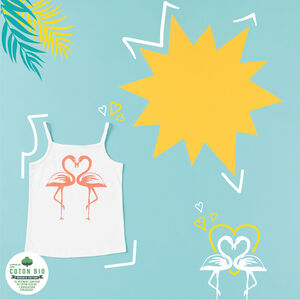 Débardeur en coton bio print flamants roses 