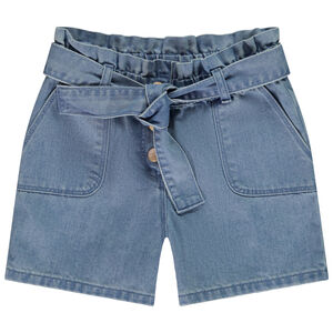 Short paperbag en jean avec ceinture fille 