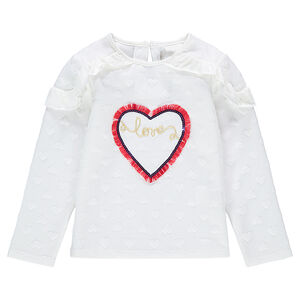 Sweat en molleton avec coeurs en relief et coeur à franges 