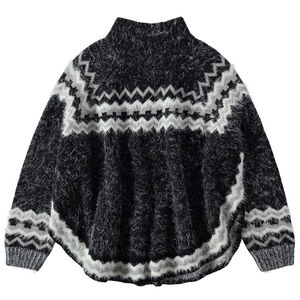 Junior - Pull forme poncho avec motif en jacquard 