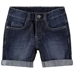 Bermuda en jeans effet used et crinkle 