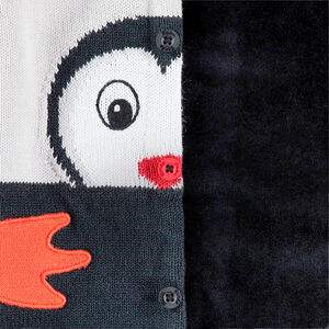 Veste en tricot avec pingouin en jacquard et doublure velours 