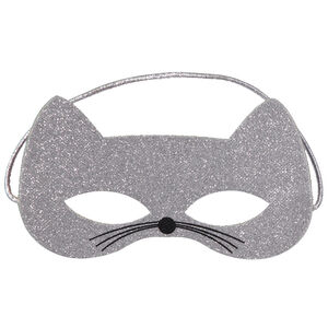 Masque chat en glitter argenté pour enfant 