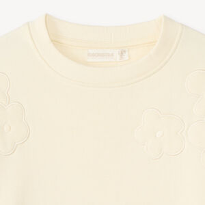 Sweat en molleton broderie fleurie fille 