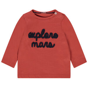 T-shirt manches longues en coton bio à inscription en bouclette 