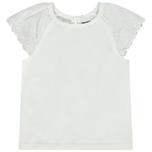 T-shirt manches courtes en broderie anglaise pour bébé fille 