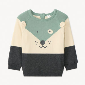 Pull manches longues en tricot ludique doublé en velours pour bébé garçon 
