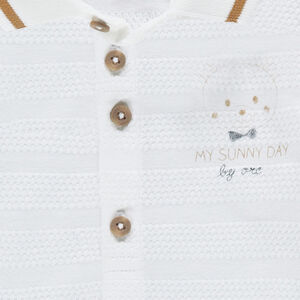 Polo manches longues effet rayé avec ourson printé 