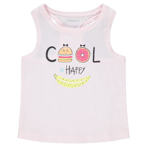 Débardeur en coton avec imprimé fantaisie sur le devant 