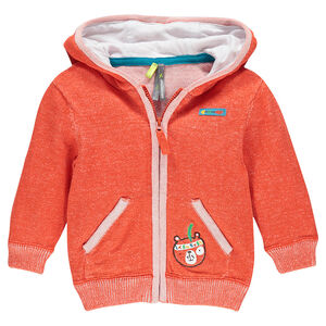 Gilet à capuche en maille fantaisie avec ourson brodé  