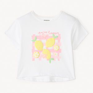 T-shirt manches courtes print 3D citron fille 