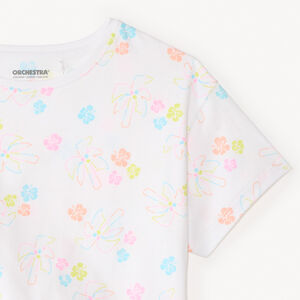 T-shirt manches courtes à nouer imprimé fantaisie fille 