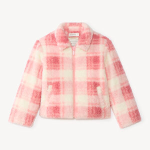 Blouson fille en sherpa à carreaux 