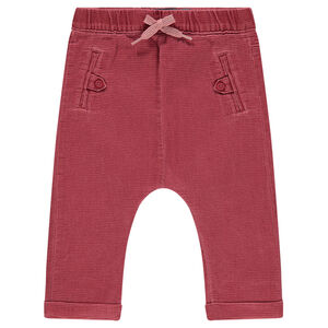 Pantalon en coton fantaisie surteint avec poches passepoilées 