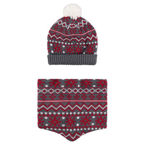 Ensemble bonnet et snood doublé micropolaire motifs jacquard 