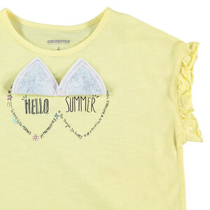 Tee-shirt à manches courtes volantées et lunettes patchées 