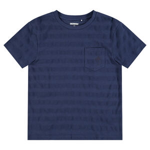 Tee-shirt manches courtes avec effet de rayures et poche 