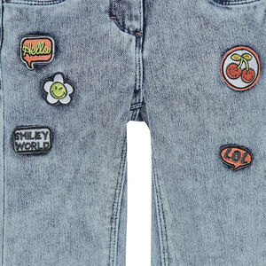 Pantacourt en molleton effet denim avec badges Smiley  