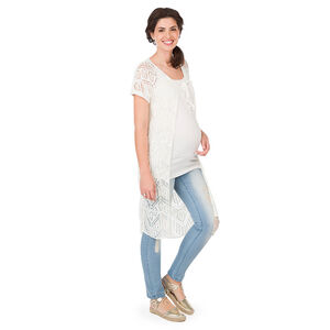Gilet de grossesse long en dentelle manches courtes 