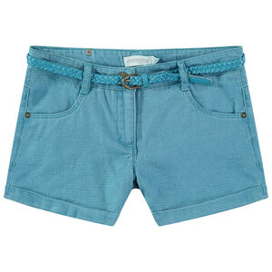 Short surteint en toile fantaisie avec ceinture tressée amovible 