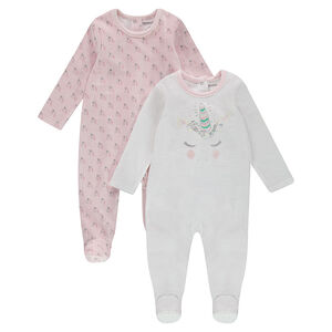 Lot de 2 dors-bien en velours uni / imprimé avec motif licornes 