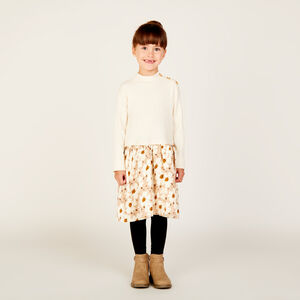 Robe manches longues effet 2 en 1 fleurie fille 
