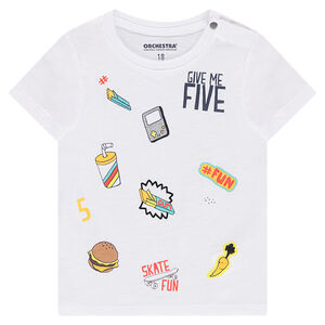Tee-shirt en coton organique à prints fantaisie 