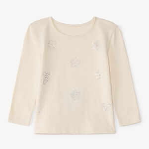 T-shirt manches longues fleurs en strass fille 