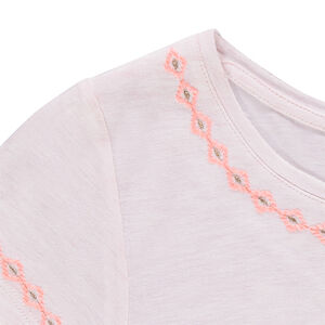 Tee-shirt manches courtes avec fines broderies 