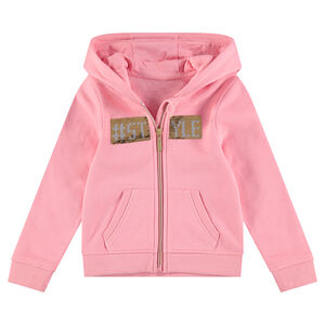 Gilet à capuche en molleton avec message en sequins magiques 