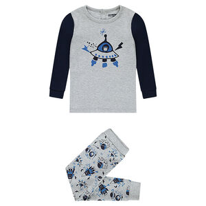 Pyjama en jersey avec engins spatiaux printés 