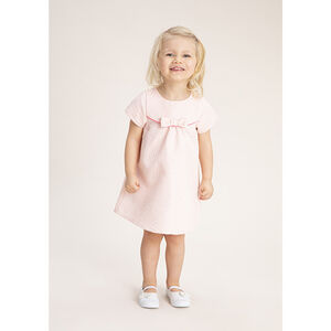 Robe manches courtes en jacquard à noeud ton sur ton 