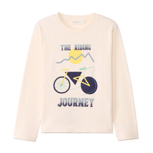 T-shirt manches longues uni à broderies fantaisies garçon 