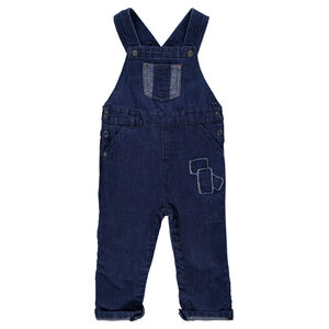 Salopette en denim avec patchs effet used et poches 