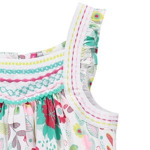 Tunique volantée imprimée fleurs all-over avec détails brodés 