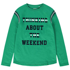 Junior - T-shirt manches longues en jersey avec message printé 