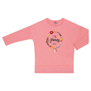 Sweat en molleton chiné avec print floral et épaules tombantes 