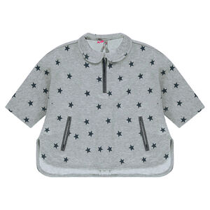 Sweat en molleton forme cape imprimé étoiles 