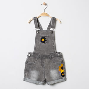 Salopette effet used à fleurs brodées 