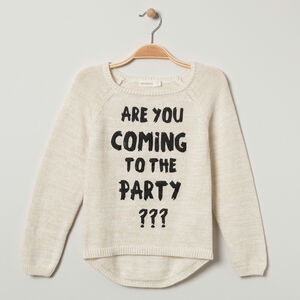 Pull en maille mélangée de fils brillants avec message printé 