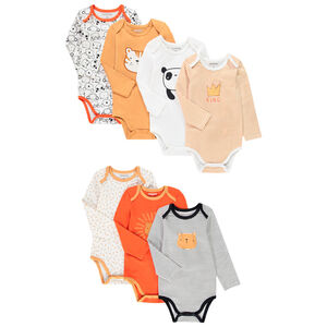 Lot de 7 bodies manches longues en coton print animaux 